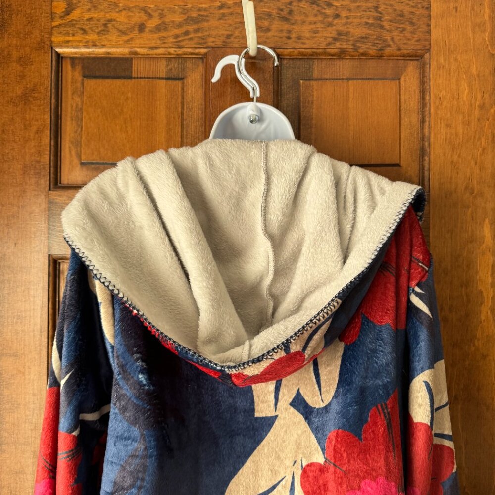 NWT Johnny Was Adler Blue/Red/Fuchsia/Tan Flowers Hooded Sherpa Jacket X-Large - Picture 9 of 12